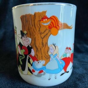 1970s VTG Walt Disney Productions Alice in Wonderland Coffee Cup Mug Metal Rim